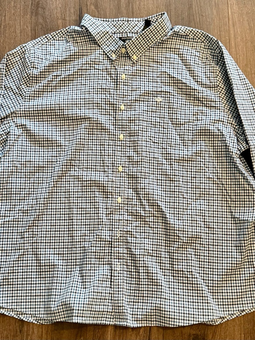 Dockers Mens Big & Tall Gingham Button Down Shirt - Blue/White - Size 4XL